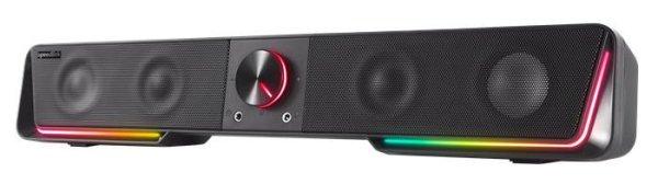 Hangszóró, 12W, 2x3.5 mm jack + USB-A, SPEEDLINK "GRAVITY RGB Stereo
Soundbar", fekete