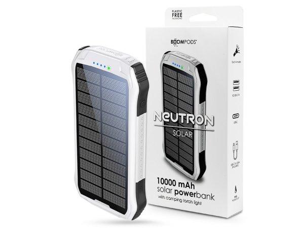 Univerzális hordozható, asztali akkumulátor töltő - Boompods Neutron Solar
PowerBank - 2xUSB + Type-C - 10.000 mAh - fehér