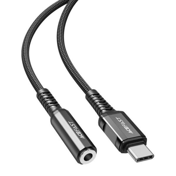 USB-C-mini jack 3,5 mm-es adapter Acefast C1-07 18 cm (fekete)
