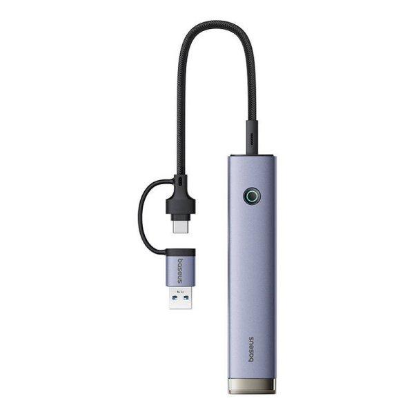Hub 4in1 Baseus UltraJoy USB-A&USB-C to 4xUSB3.0+USB-C (grey)