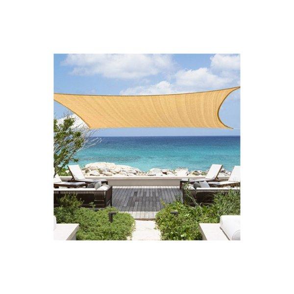 Napvitorla - árnyékoló teraszra, erkélyre és kertbe szögletes 5x5 m homok
színben - polyester (vízálló)