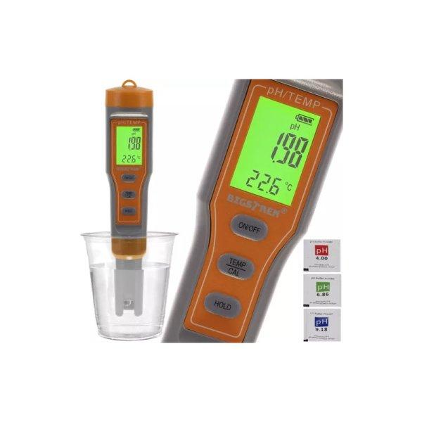 Digitális vízminőség tesztelő LED kijelzővel, pH és hőmérséklet
mérés, vízálló házzal, elemes működés, automatikus kikapcsolással