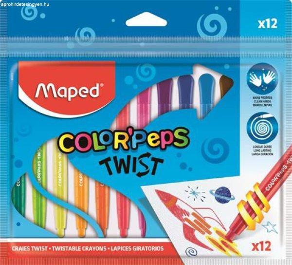 Zsírkréta, kitekerhető, MAPED "Color'Peps", 12 különböző
szín