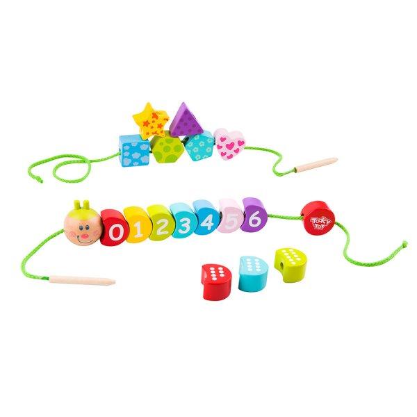 Tooky Toys Fa készségfejlesztő játék - Fűzős hernyó