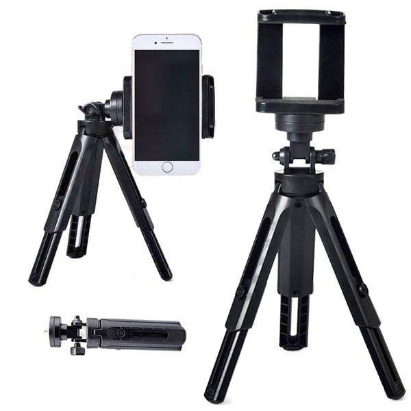 Állítható telefon, fényképezőgép tripod állvány, teleszkópos
lábakkal, 10-15 cm