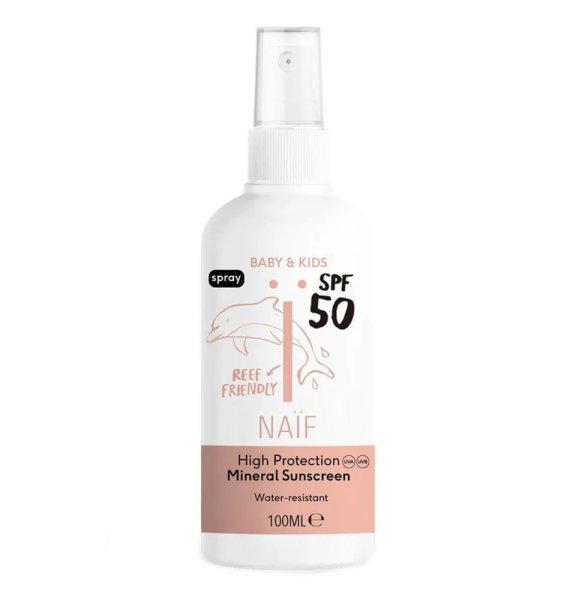 NAÏF Fényvédő spray gyerekeknek és csecsemőknek
SPF 50 Baby & Kids (Mineral Sunscreen) 100 ml