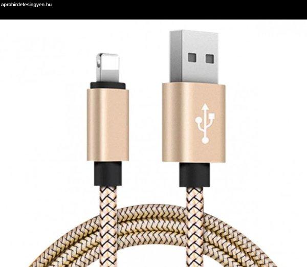 Extra strapabíró 1 méteres Lightning Iphone gyorstöltő és USB adatkábel -
Arany