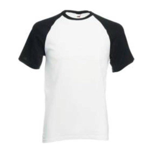 Fruit of the Loom F76 környakas baseball póló, VALUEWEIGHT SHORT SLEEVE
BASEBALL T, White/Black - XL