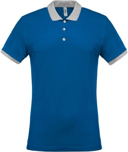 Férfi galléros piké póló, kontrasztos passzékkal, Kariban KA258, Light
Royal Blue/Oxford Grey-XL