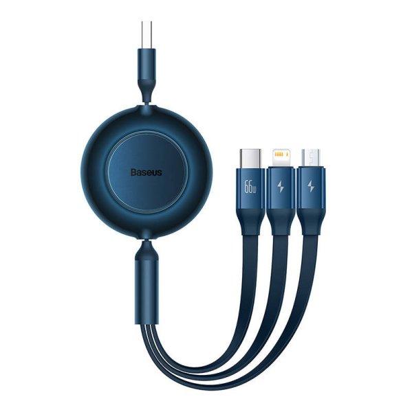 Baseus Bright Mirror 3, 3 az 1-ben, Mikro USB / Lightning / USB-C kábel, 66W /
2A, 1.1 m (kék)