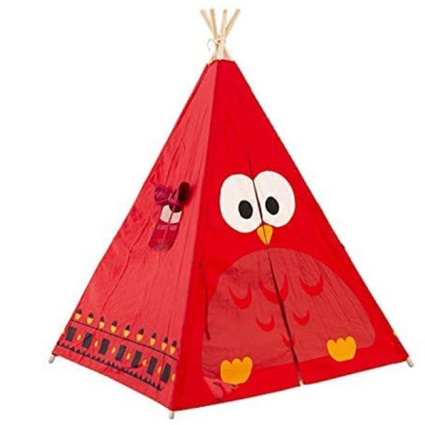 Gyerek sátor - Vörös, bagolyos design