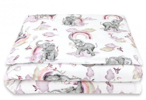 Baby Shop ágynemű huzat 100*135 cm - szivárványos elefánt rózsaszín 