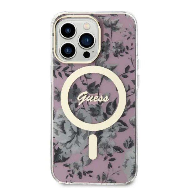 Guess PC/TPU Virágok IML MagSafe kompatibilis hátsó borító iPhone 13 Pro
rózsaszínhez tok