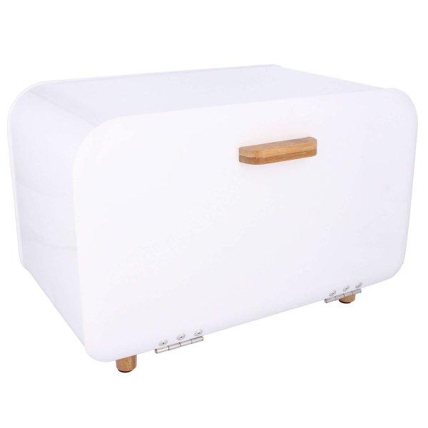 Fém kenyértároló doboz, 35x20x21 cm, fehér