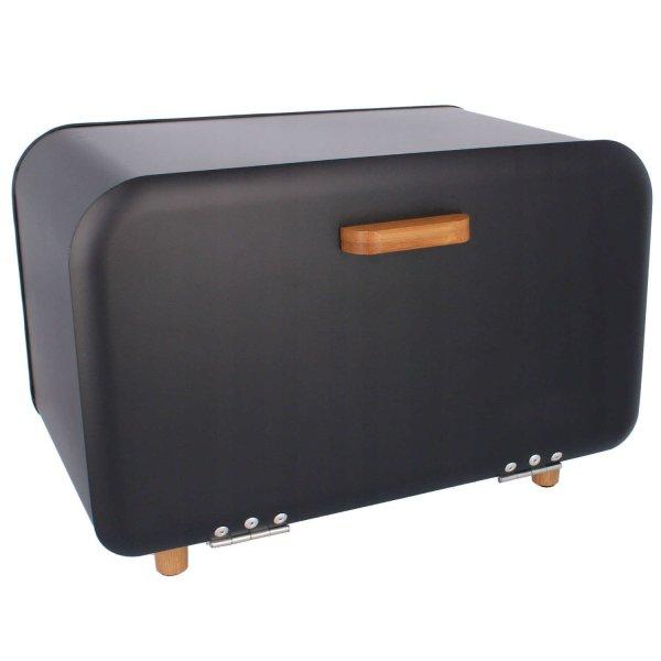 Fém kenyértároló doboz, 35x20x21 cm, fekete