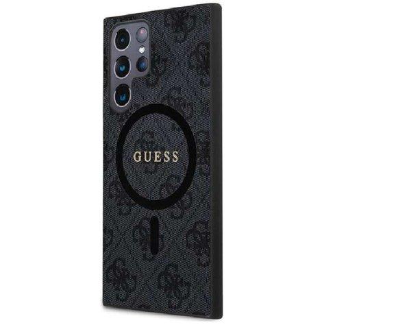Guess 4G Collection Leather Metal Logo Samsung Galaxy S24 Ultra Tok - Fekete