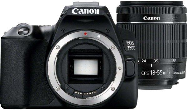 Canon EOS 250D Digitális fényképezőgép + EF-S 18-55mm f/4-5.6 IS STM
objektív - Fekete