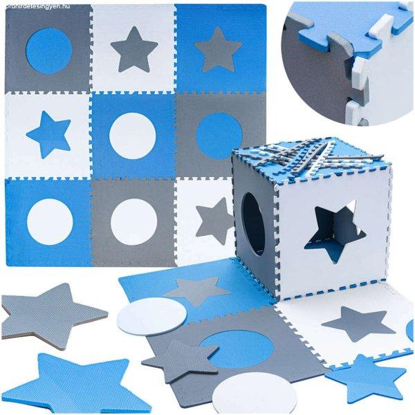 Habszivacs puzzle szőnyeg gyerekeknek 180x180cm 9 darab szürke/kék