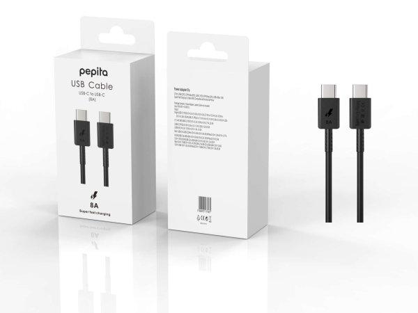 Pepita Samsung Töltőkábel 8A USB-C/USB-C 1m #fekete