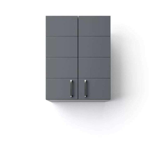 HD MART 45 cm széles polcos fürdőszobai fali szekrény, sötét szürke,
króm kiegészítőkkel, 2 soft close ajtóval