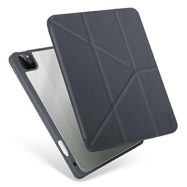 Apple iPad Pro 12.9 (2020/2021) Uniq Moven ütésálló flip tablet tok, Szürke