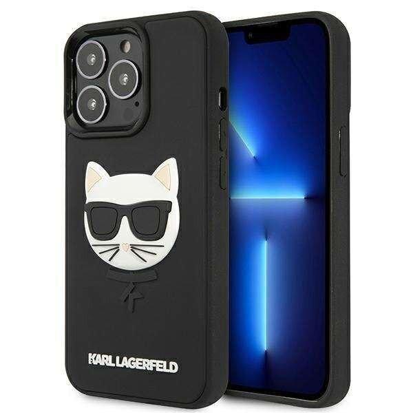 iPhone 13 Pro Max Karl Lagerfeld 3D Rubber Choupette tok, fekete