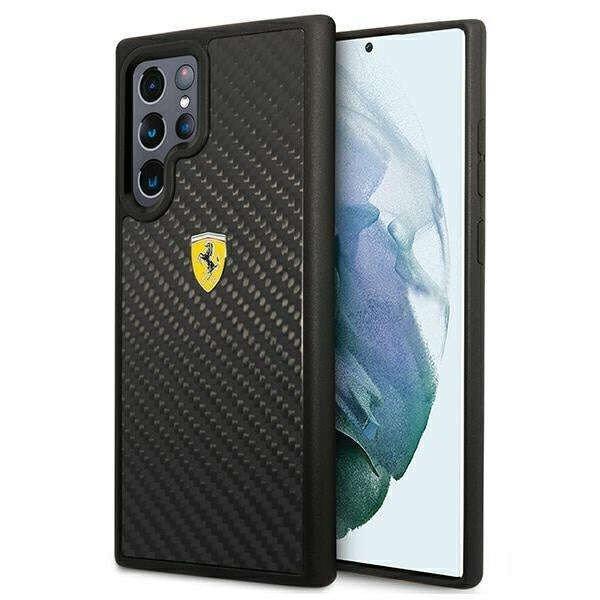 Telefontok, Ferrari, Hardcase, Real Carbon, kompatibilis SAMSUNG Galaxy S22
Ultra, Fekete