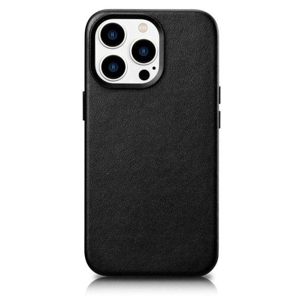 ICarer Case Leather MagSafe Apple iPhone 14 Pro Max fekete telefontok