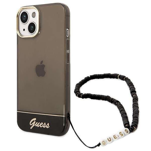Guess GUHCP14SHGCOHK Apple iPhone 14 fekete hardcase Translucent Pearl Strap
telefontok