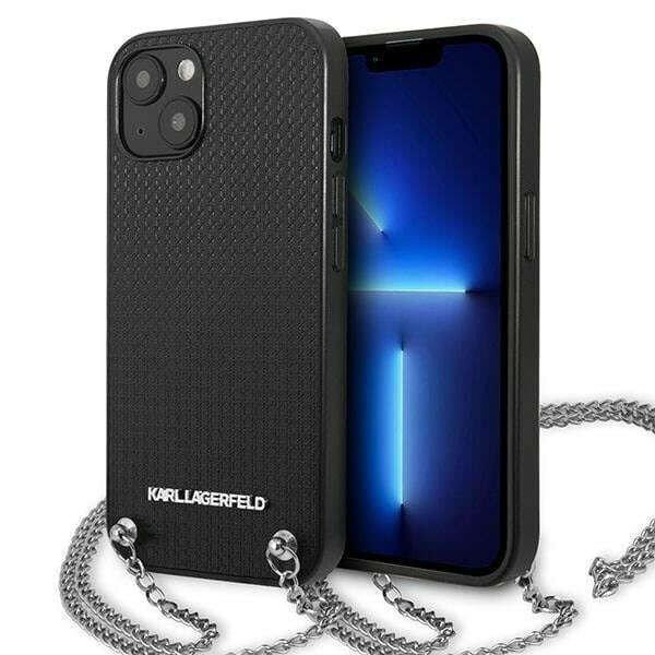 Karl Lagerfeld KLHCP13SPMK Apple iPhone 13 mini hardcase fekete Leather Textured
and Chain telefontok