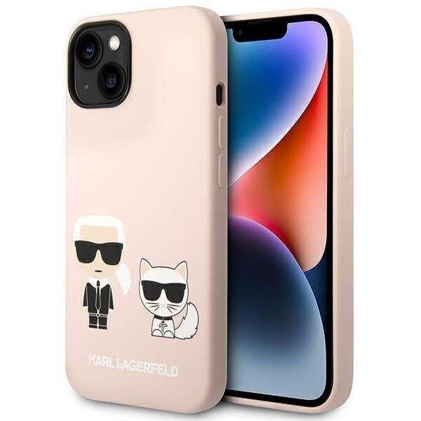 Védőtok Karl Lagerfeld Case folyékony szilikon Karl és Choupette MagSafe
kompatibilis iPhone 14 Plus készülékkel, rózsaszín
