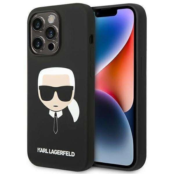 Karl Lagerfeld Head Liquid Apple iPhone 14 Pro Max Fekete Szilikon hátlap tok
