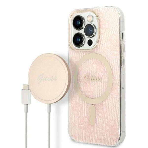 Guess GUBPP14LH4EACSP Case + Wireless Charger Apple iPhone 14 Pro pink hard case
4G Print MagSafe telefontok