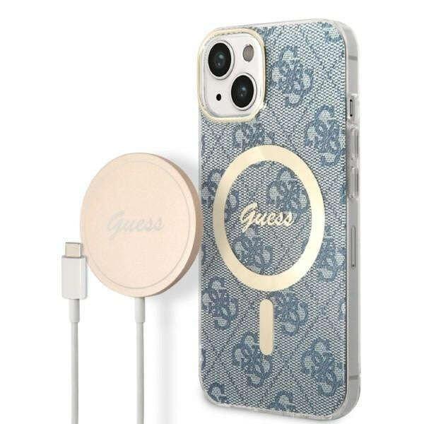 Guess GUBPP14SH4EACSB Case + Wireless Charger Apple iPhone 14 kék hard case 4G
Print MagSafe telefontok