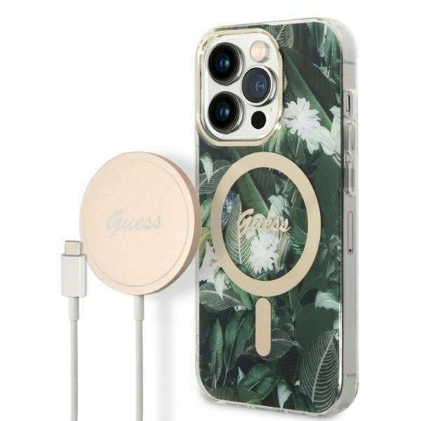 Guess GUBPP14XHJEACSA Case + Wireless Charger Apple iPhone 14 Pro Max
zielony/green hard case Jungle MagSafe telefontok