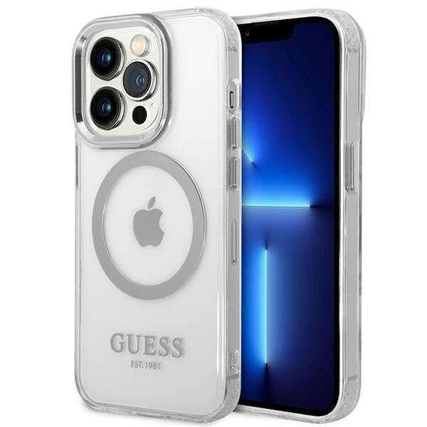 Guess GUHMP14XHTRMS Apple iPhone 14 Pro Max silver hard case Metal Outline
Magsafe telefontok