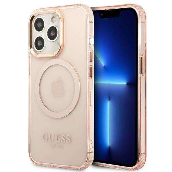 Guess GUHMP13LHTCMP Apple iPhone 13 Pro pink hard case Gold Outline Translucent
MagSafe telefontok