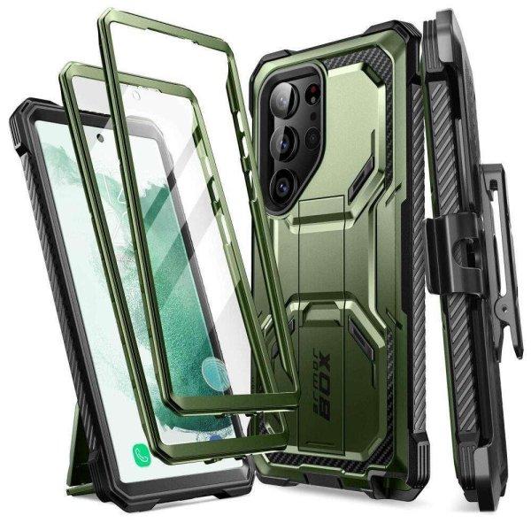 Supcase i-Blason Armorbox 360 fokos tok, Samsung Galaxy S23 Ultra készülékkel
kompatibilis, kijelző védelem, zöld