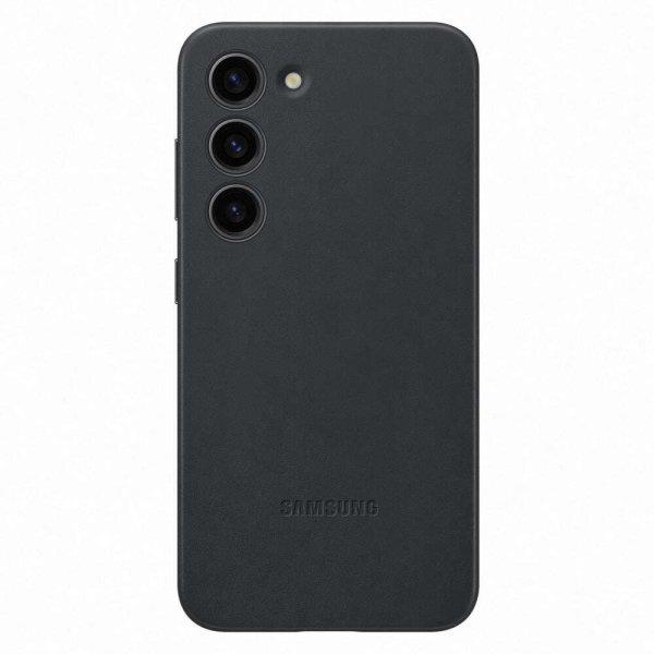 Samsung Védőburkolat, bőr, tok, Galaxy S23-hoz, fekete