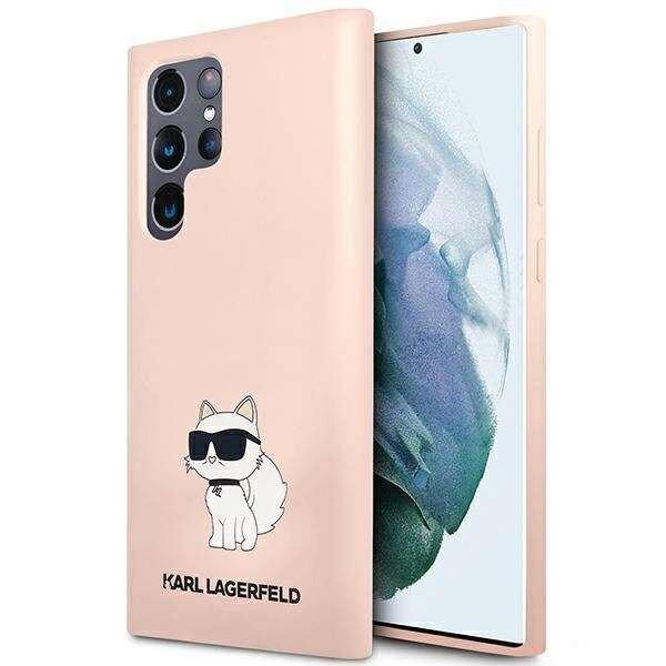Karl Lagerfeld Samsung Galaxy S23 Ultra szilikon tok, choupette rózsaszín