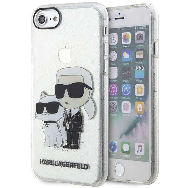 Telefontok Karl Lagerfeld KLHCI8HNKCTGT Apple iPhone SE 2022/SE 2020/8/7 merev
átlátszó tok Glitter Karl&Chouppete
