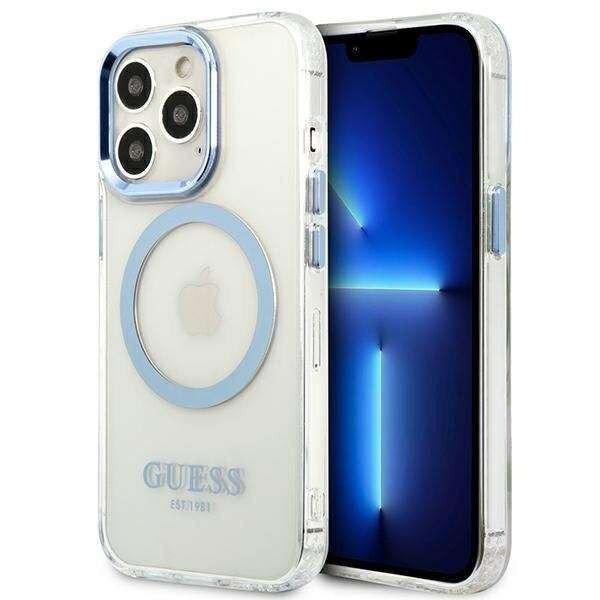 Guess GUHMP13LHTRMB Apple iPhone 13 Pro kék hard case Metal Outline Magsafe
telefontok