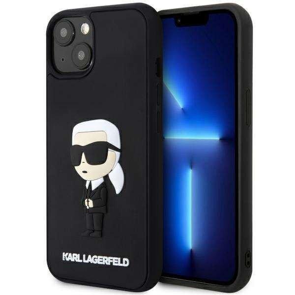Apple iPhone 14 Karl Lagerfeld Rubber Ikonik 3D tok - KLHCP14S3DRKINK, Fekete