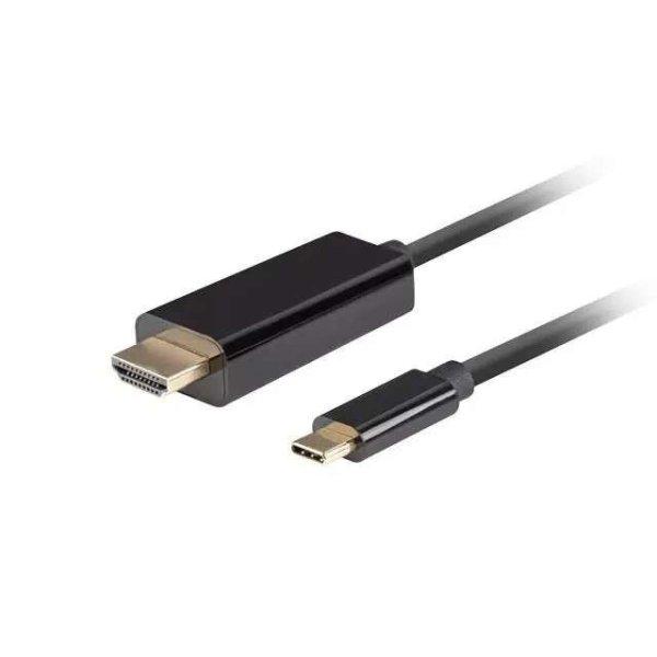 Lanberg 43677 USB-C-HDMI adapterkábel, USB 3.2 gen.2, HDMI 2.0, FHD-144Hz,
4K-60Hz, 18Gb/s, 180cm, fekete