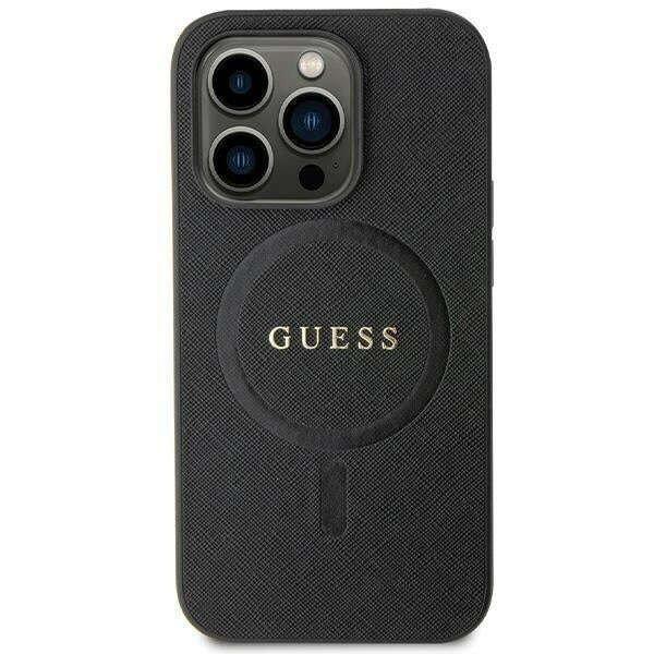 Telefontok, Guess, iPhone 13 Pro Max készülékkel kompatibilis,
poliuretán/ökológiai bőr, fekete