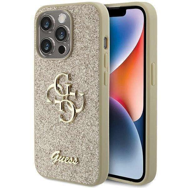 Case Guess GUHCP15LHG4SGD Apple iPhone 15 Pro PU fix csillogó 4G fém logó,
arany
