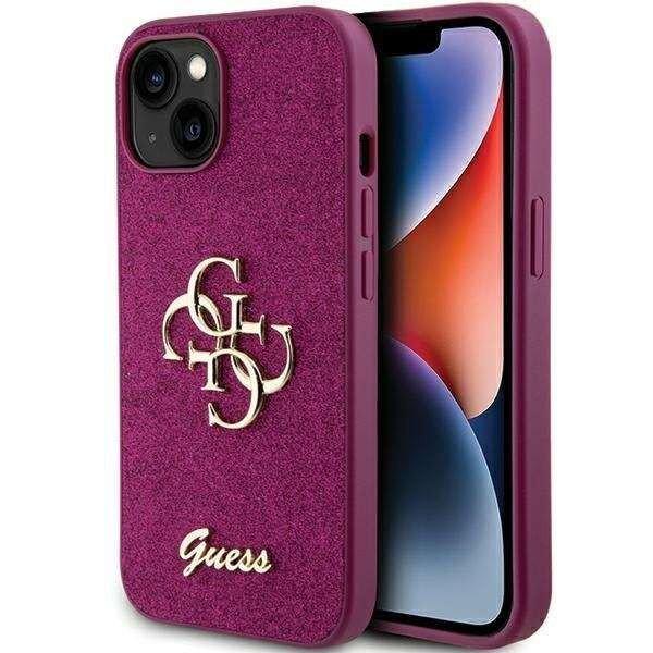 Guess Glitter Script Big 4G - telefontok iPhone 15 (Purple)