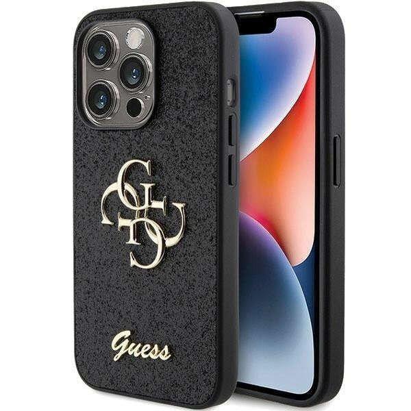 Case Guess GUHCP15XHG4SGK Apple iPhone 15 Pro Max PU Fix Glitter 4G fém logó,
fekete