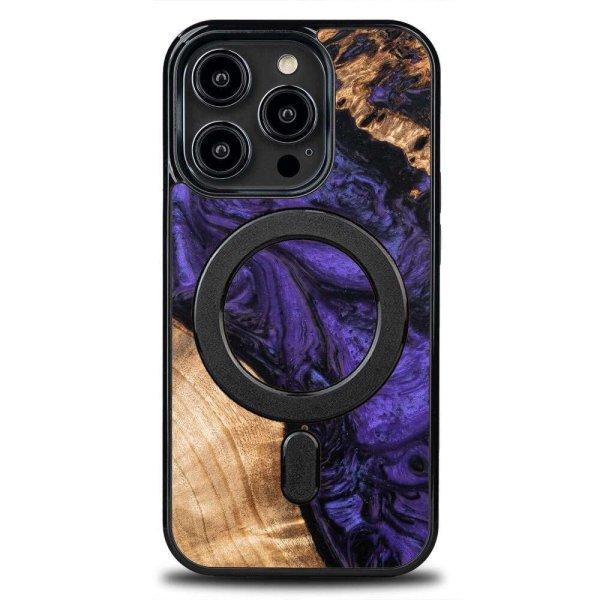 Védőburkolat Egyedi lila, Bewood, Kompatibilis Apple iPhone 15 Pro
készülékkel, Fa, Fekete/Viola