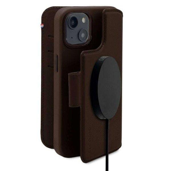 Dekódolt levehető pénztárca MagSafe valódi bőr tok, amely kompatibilis az
iPhone 14 Plus Brown telefonnal